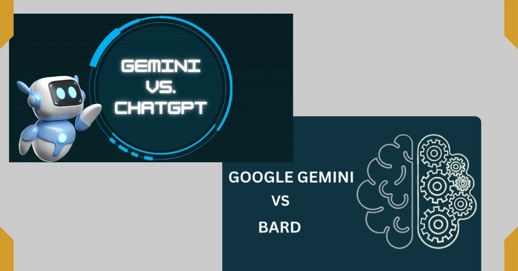 Comparison table of Google Gemini, ChatGPT, and Bard showing AI features, integrations, and performance